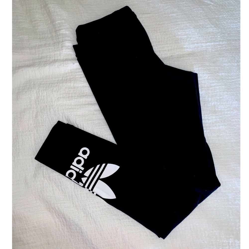 Adidas black athletic leggings size medium